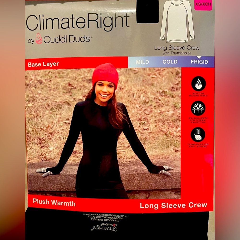 Climate Right by Cuddl Duds Base Layer - Long Sleeve Crew - Plush warmth